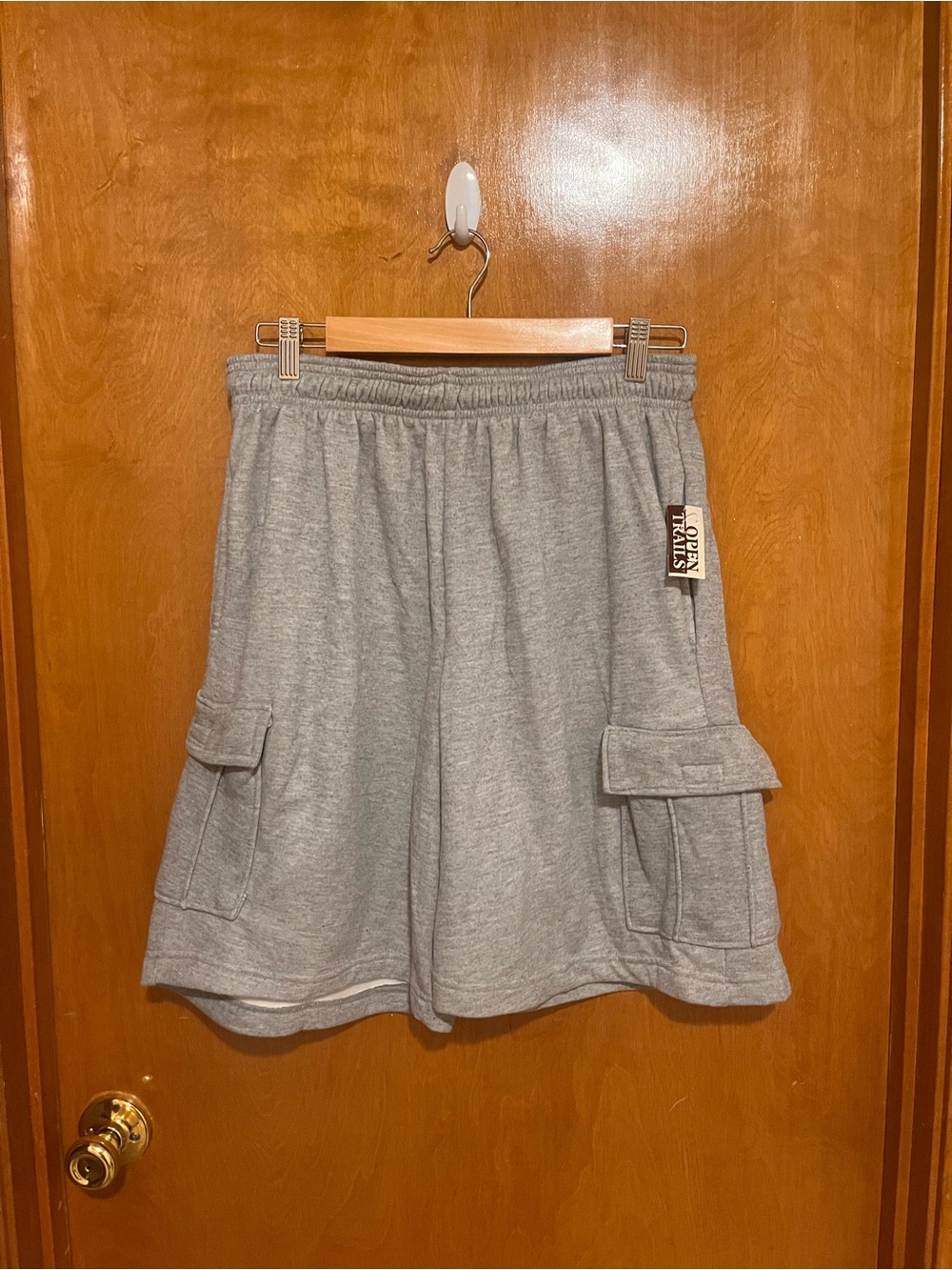 Men's Gray Cargo Lounge Shorts with Elastic Waist-b1054/c32